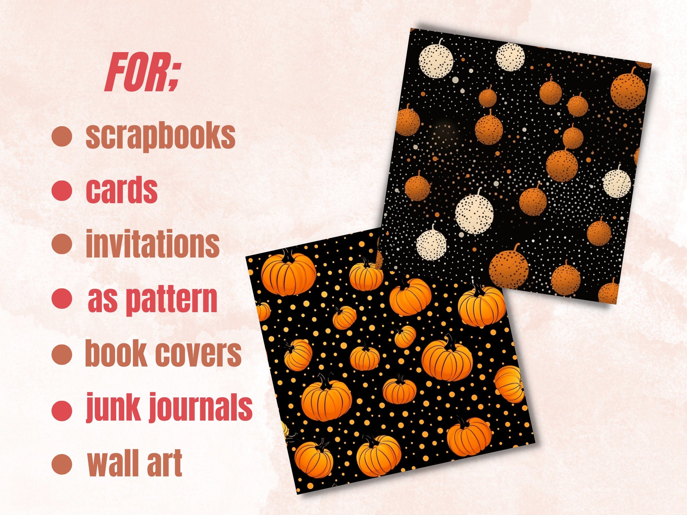 Seamless Halloween Polka Dot Digital Paper Pack, Fall Polka Dots Seamless Pattern, Halloween Geometric Textures Background, Scrapbook Papers