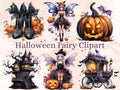 33 PNG Watercolour Halloween Fairy Clipart, Pumpkin Forest Fairy Illustrations Clip art, Dark Fantasy png, Fairytale Halloween Sublimation