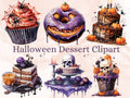 45 PNG Watercolour Halloween Dessert Clipart, Spooky Pumpkin Spice Illustrations Clip art, Halloween Sweets png, Trick or Treat Sublimation