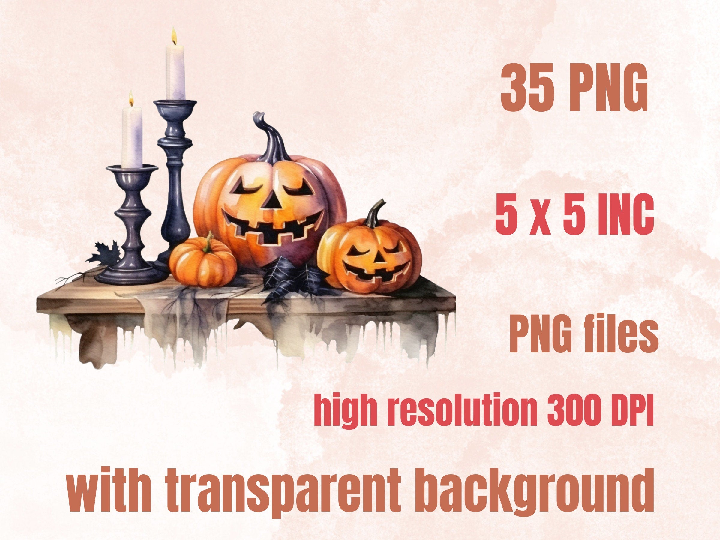 35 PNG Watercolor Halloween Decor Clipart, Cozy Halloween Interior Illustrations Clip art, Fall Witchcraft png, Autumn Pumpkin Sublimation