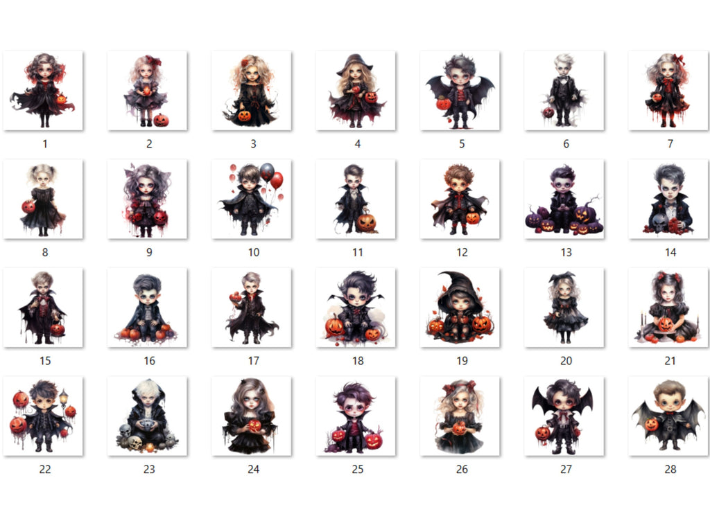 28 PNG Watercolor Little Vampires Clipart, Cute Creepy Halloween Illustrations Clip art, Gothic Baby Vampire png, Dark Fantasy Sublimation