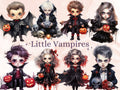 28 PNG Watercolor Little Vampires Clipart, Cute Creepy Halloween Illustrations Clip art, Gothic Baby Vampire png, Dark Fantasy Sublimation