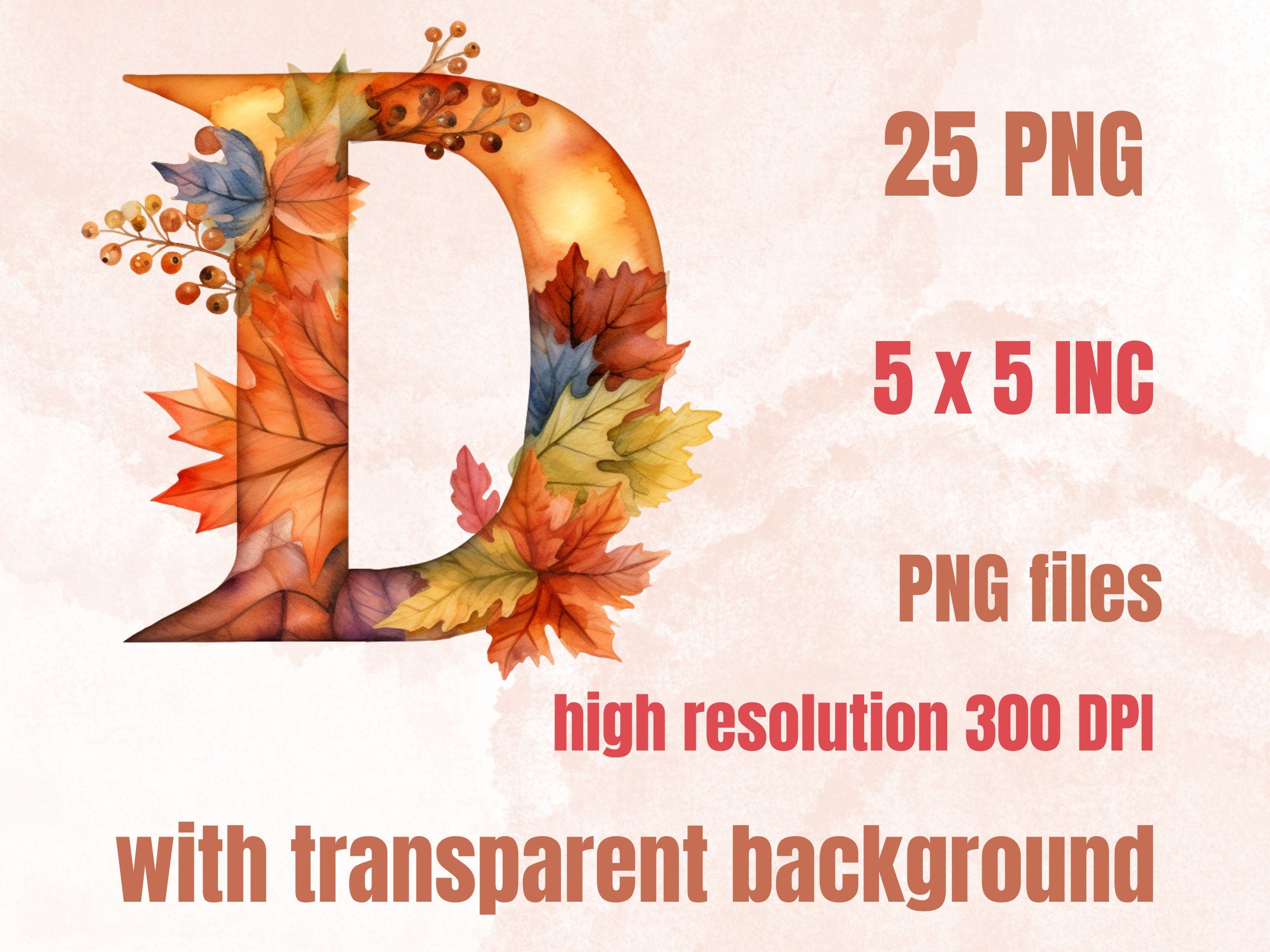 25 PNG Watercolor Fall Alphabet Clipart, Floral Autumn Letters Illustrations Clip art, Fall Pumpkin Alphabet png, Autumn Leaves Typography