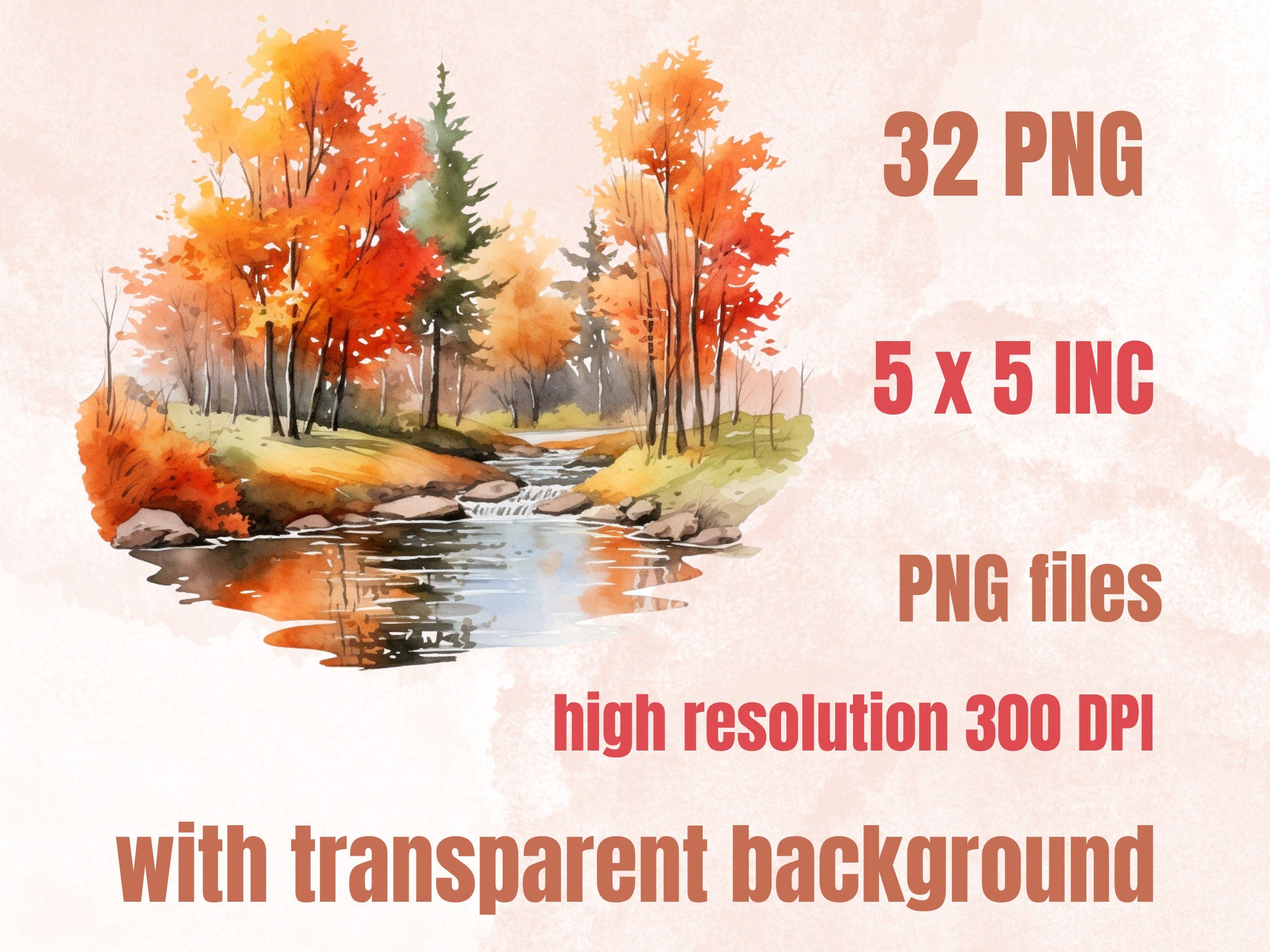 32 PNG Watercolor Fall Woodland Clipart, Autumn Forest Illustrations Clip art, Floral Fall Mushroom png, Autumn Foliage Trees Sublimation