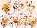 35 PNG Watercolor Fall Dried Flowers Clipart, Autumn Boho Wildflowers Illustrations Clip art, Fall Bouquets png, Autumn wedding invitation