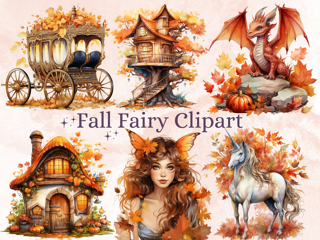 40 PNG Watercolor Fall Forest Fairy Clipart, Autumn Girls Illustrations Clip art, Pumpkin Fairy png, Fairytale Fantasy Autumn Sublimation