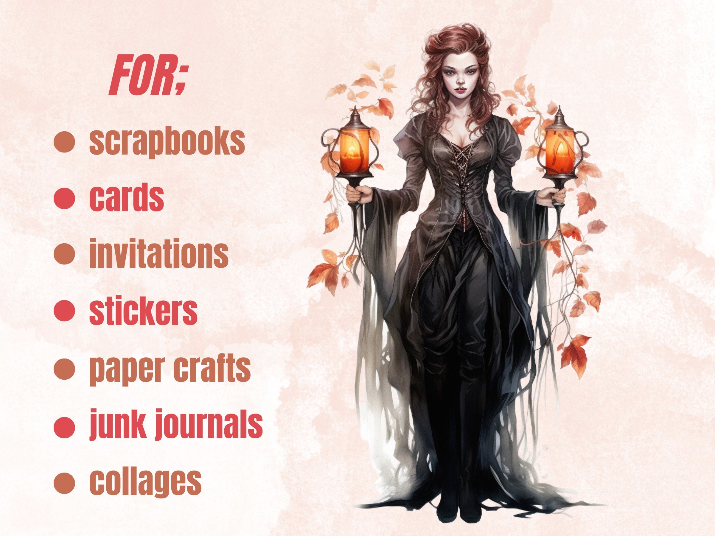 45 PNG Watercolor Gothic Fall Clipart Bundle , Creepy Autumn Pumpkin Illustrations Clip art, Spooky Fall png, Fantasy Autumn Sublimation