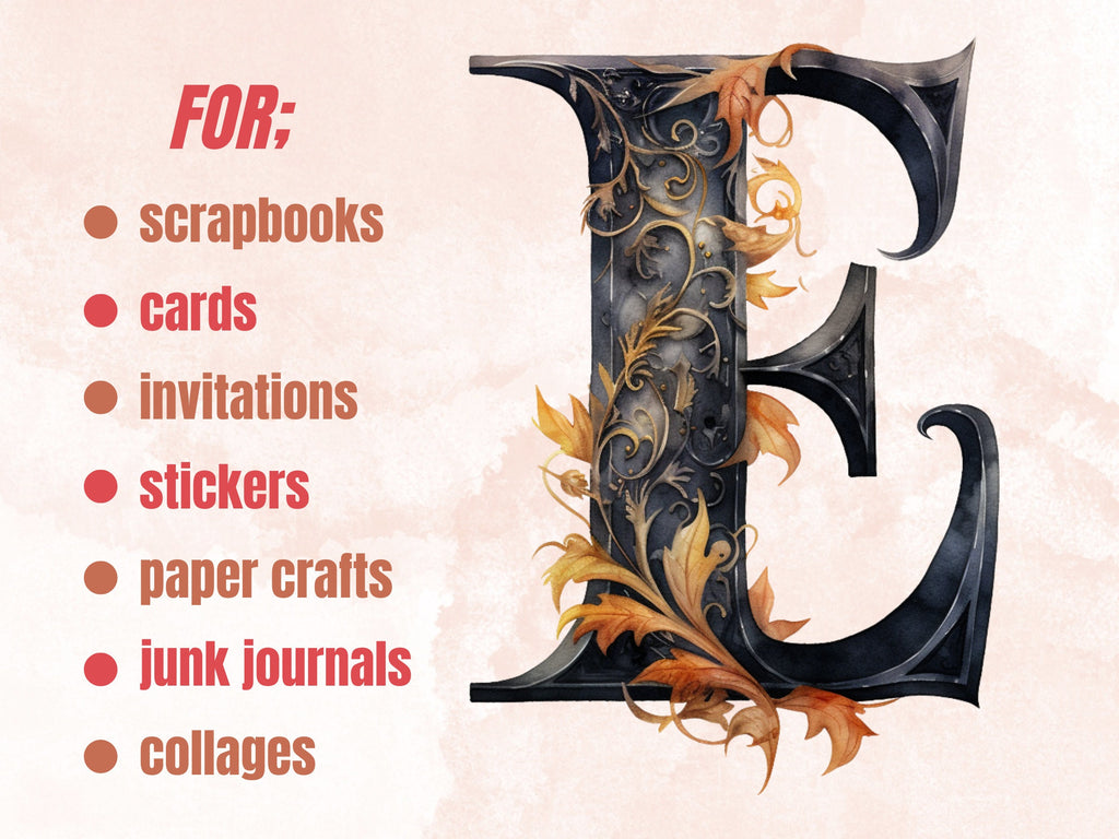 26 PNG Watercolor Halloween Alphabet Clipart, Gothic Letters Illustration Clip art, Dark Fantasy Alphabet png, Creepy Typography Sublimation