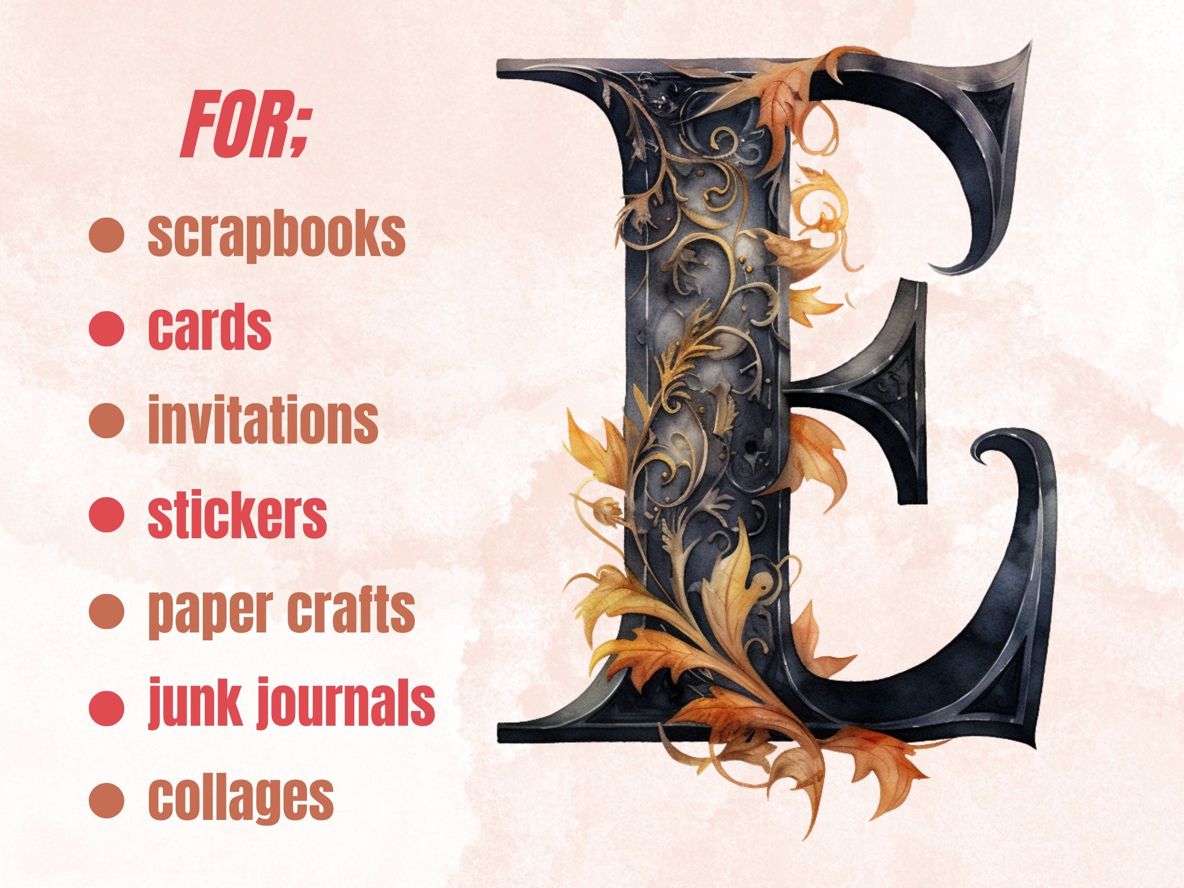 26 PNG Watercolor Halloween Alphabet Clipart, Gothic Letters Illustration Clip art, Dark Fantasy Alphabet png, Creepy Typography Sublimation