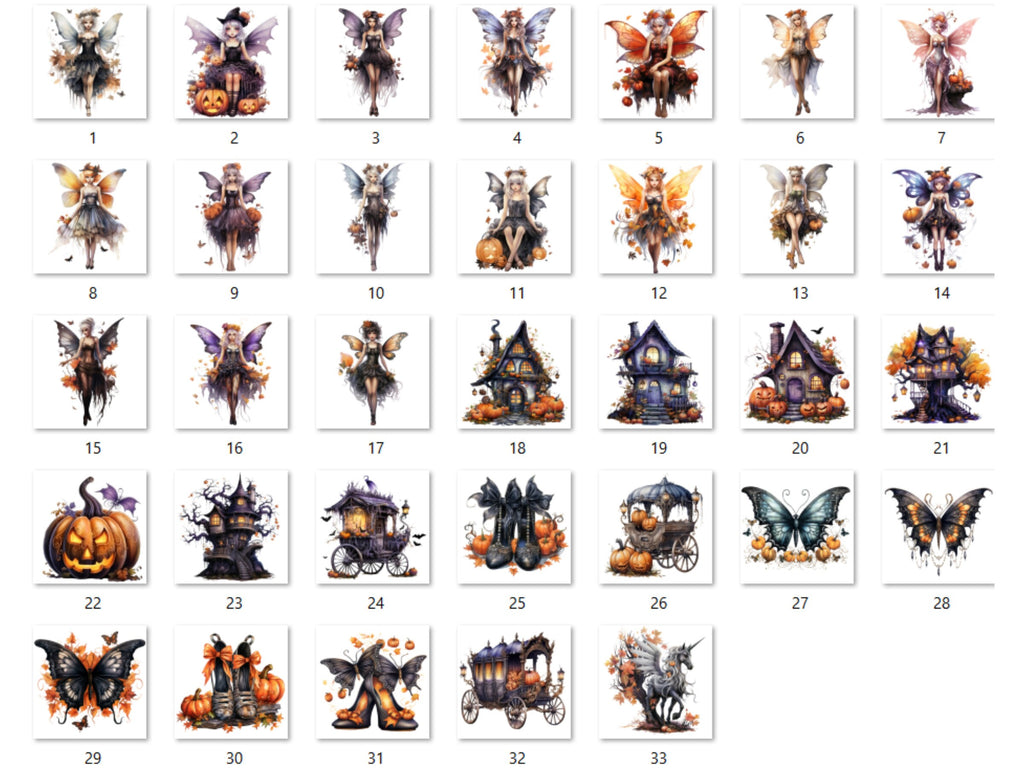33 PNG Watercolour Halloween Fairy Clipart, Pumpkin Forest Fairy Illustrations Clip art, Dark Fantasy png, Fairytale Halloween Sublimation