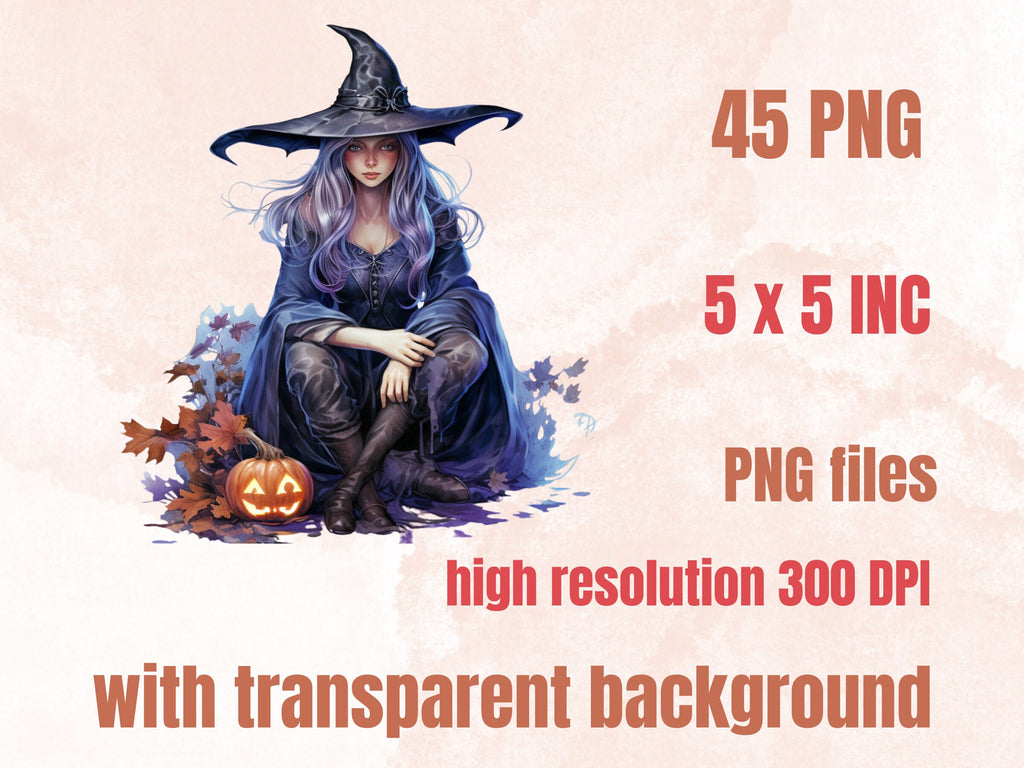 45 PNG Watercolour Halloween Witch Clipart, Pumpkin Witch Sisters Illustrations Clip art, Hocu Pocu png, Halloween Three Witches Sublimation