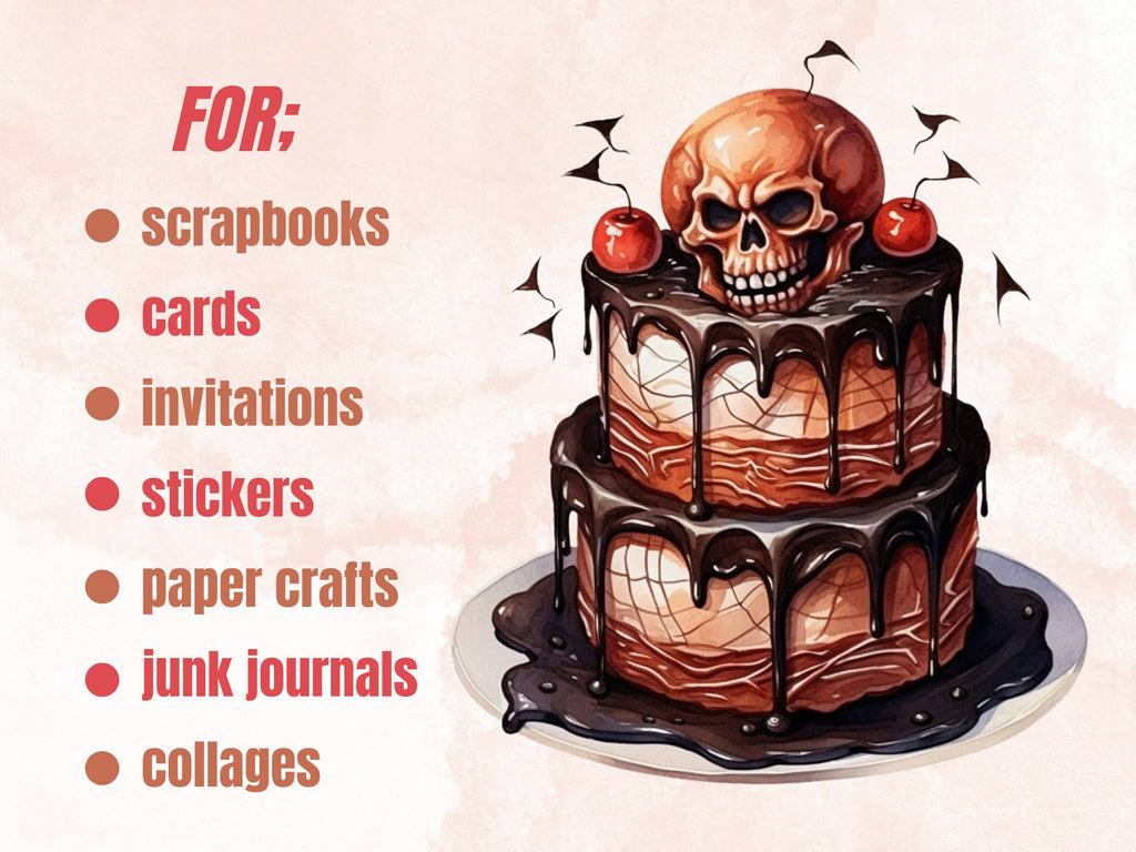 45 PNG Watercolour Halloween Dessert Clipart, Spooky Pumpkin Spice Illustrations Clip art, Halloween Sweets png, Trick or Treat Sublimation