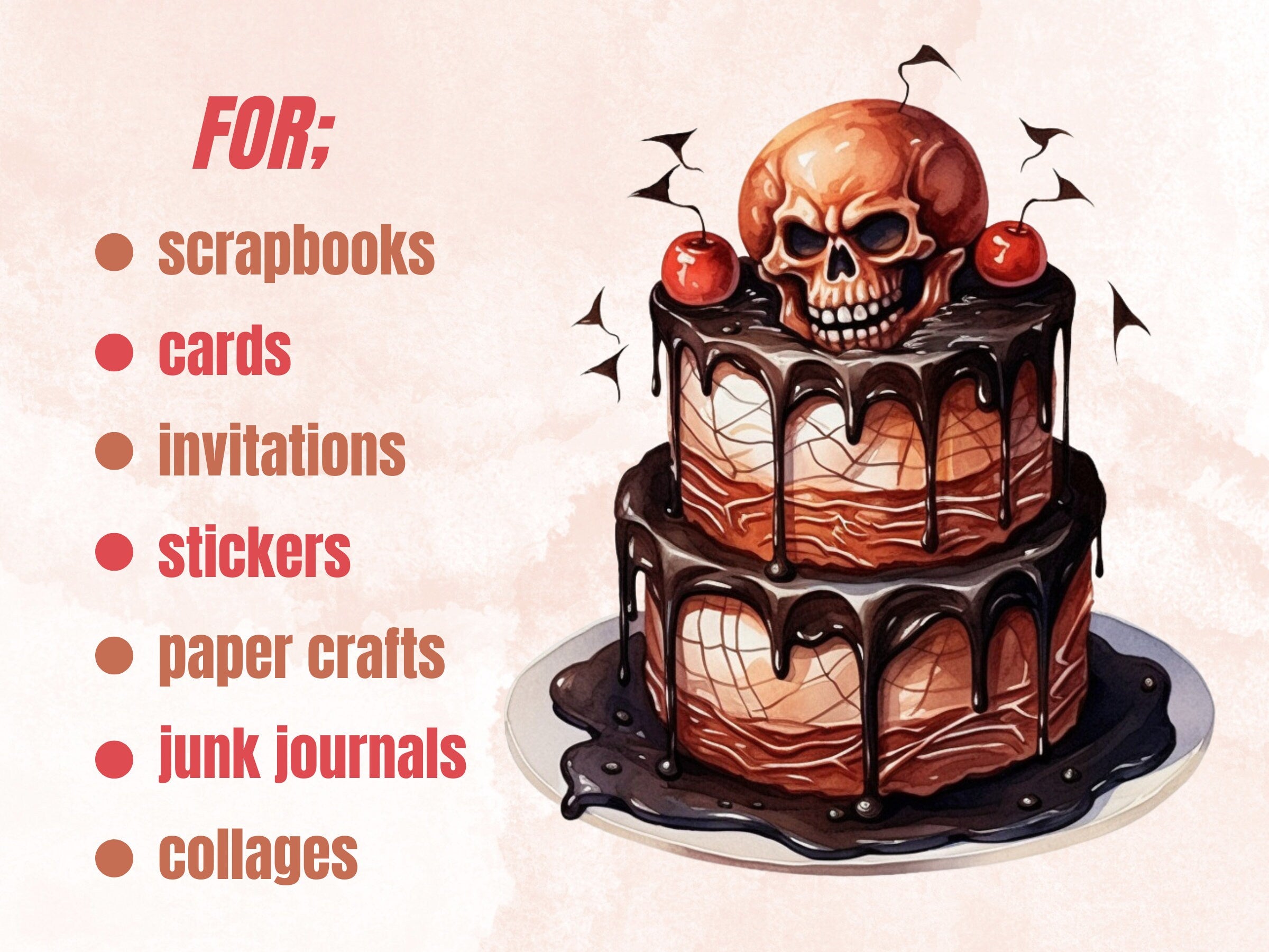 45 PNG Watercolour Halloween Dessert Clipart, Spooky Pumpkin Spice Illustrations Clip art, Halloween Sweets png, Trick or Treat Sublimation