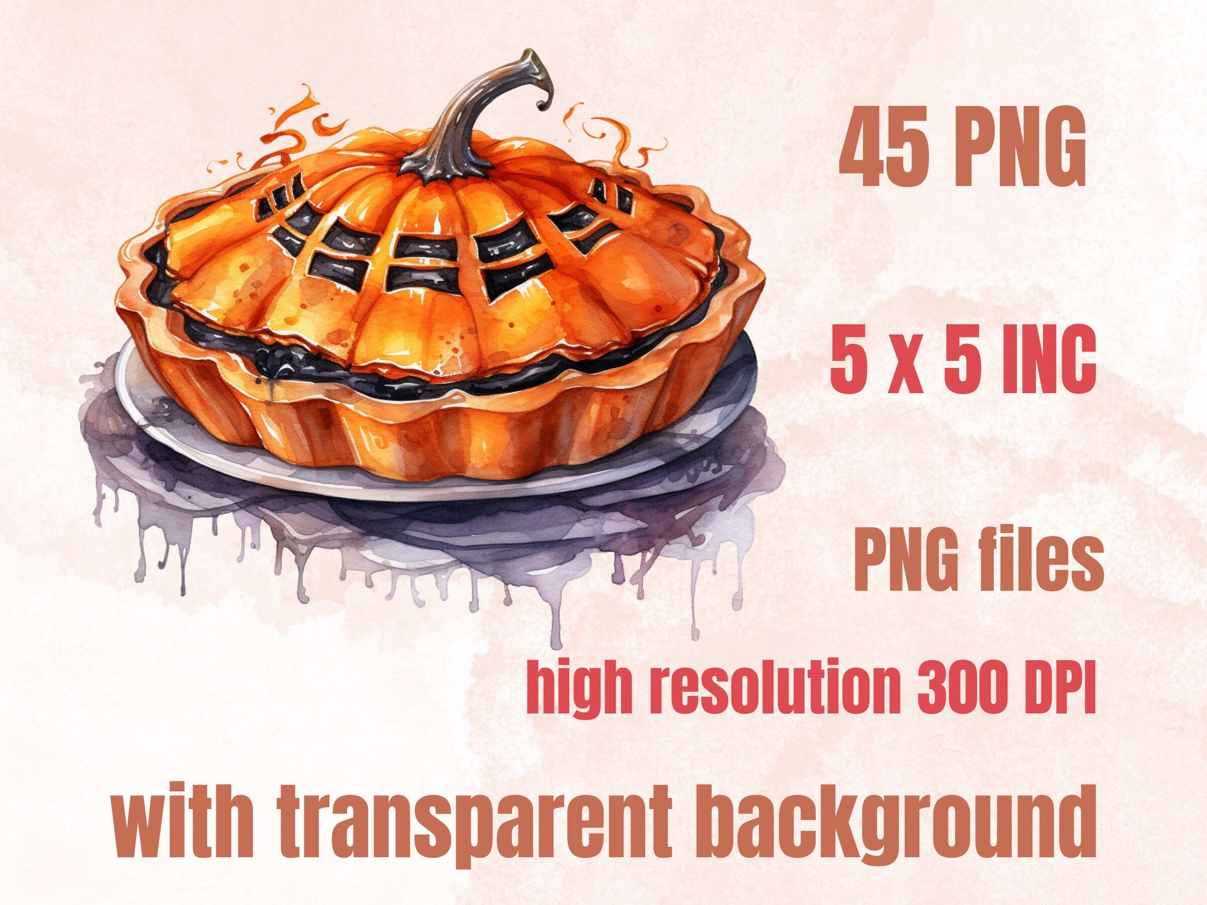 45 PNG Watercolour Halloween Dessert Clipart, Spooky Pumpkin Spice Illustrations Clip art, Halloween Sweets png, Trick or Treat Sublimation