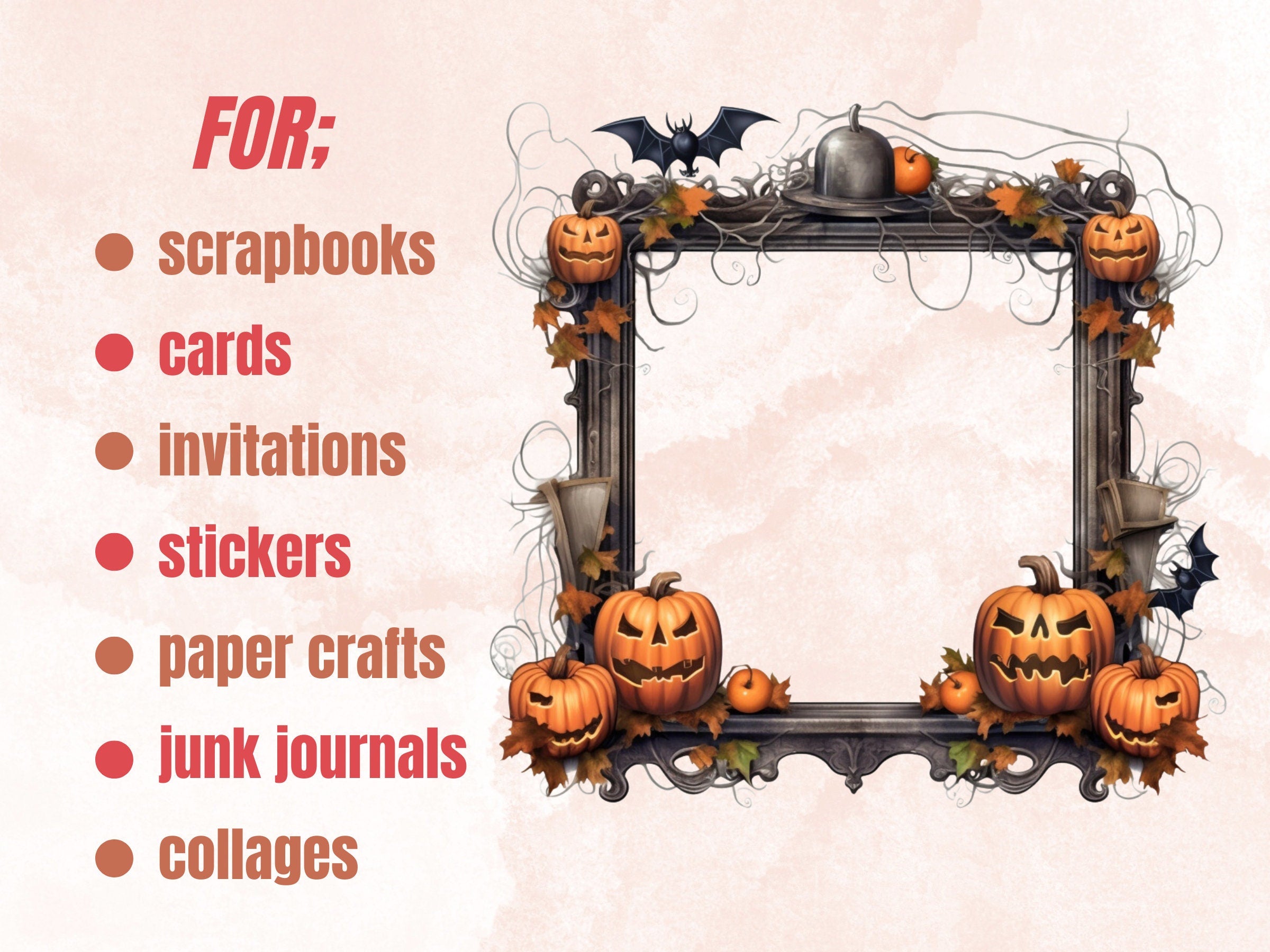 40 PNG Watercolor Halloween Frames Clipart, Halloween Wreaths Illustrations Clip art, Fall Witchcraft png, Autumn Pumpkin Border Sublimation