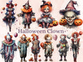 45 PNG Watercolor Halloween Clown Clipart, Horror Halloween Circus Illustrations Clip art, Cute Creepy Clowns png, Gothic Scary Sublimation