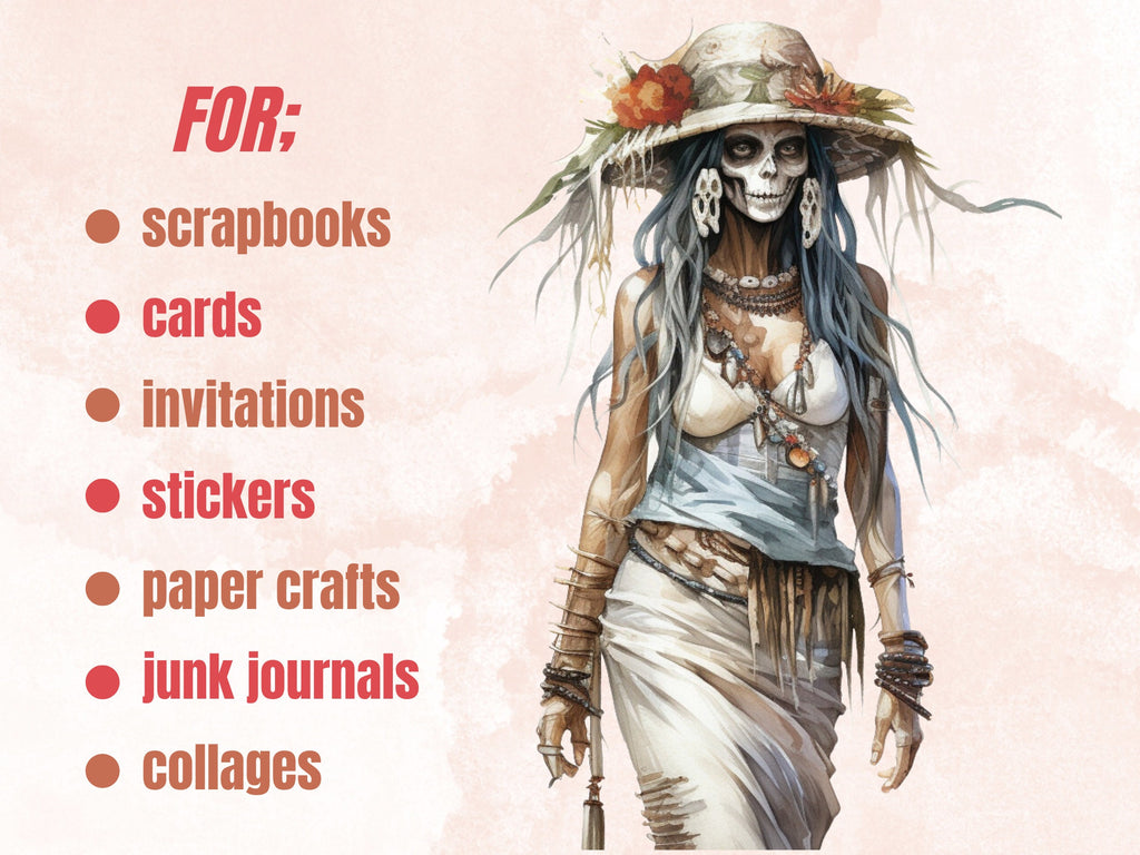 60 PNG Watercolor Boho Halloween Bundle Clipart, Bohemian Halloween Illustrations Clip art, Skeleton png, Creepy Witchcraft Sublimation
