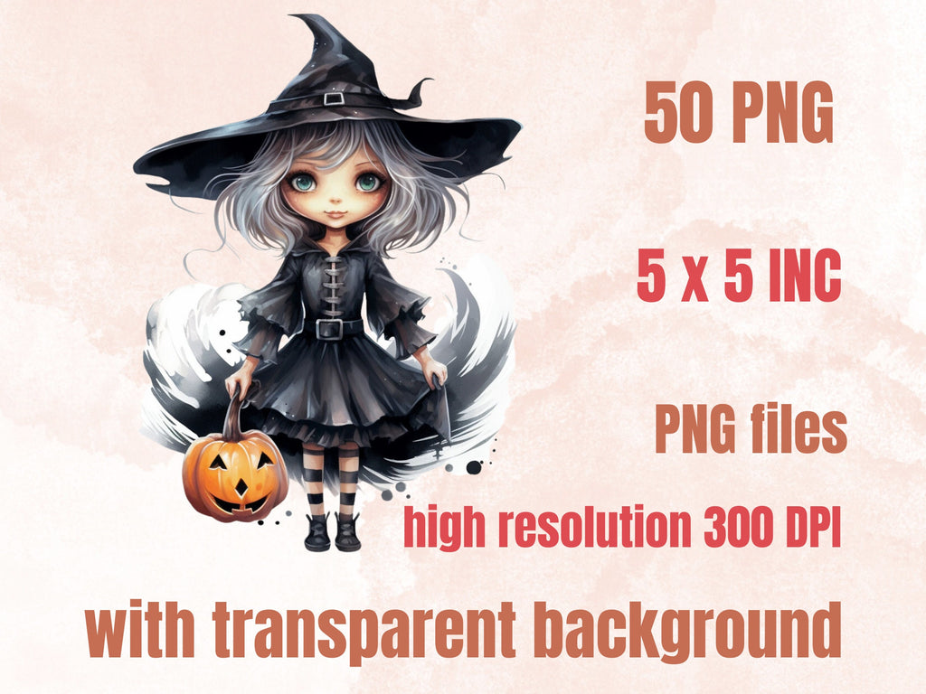 50 PNG Watercolor Cute Halloween Bundle Clipart, Kawaii Halloween Illustrations Clip art, Cute Ghost Zombie png, Spooky Season Sublimation