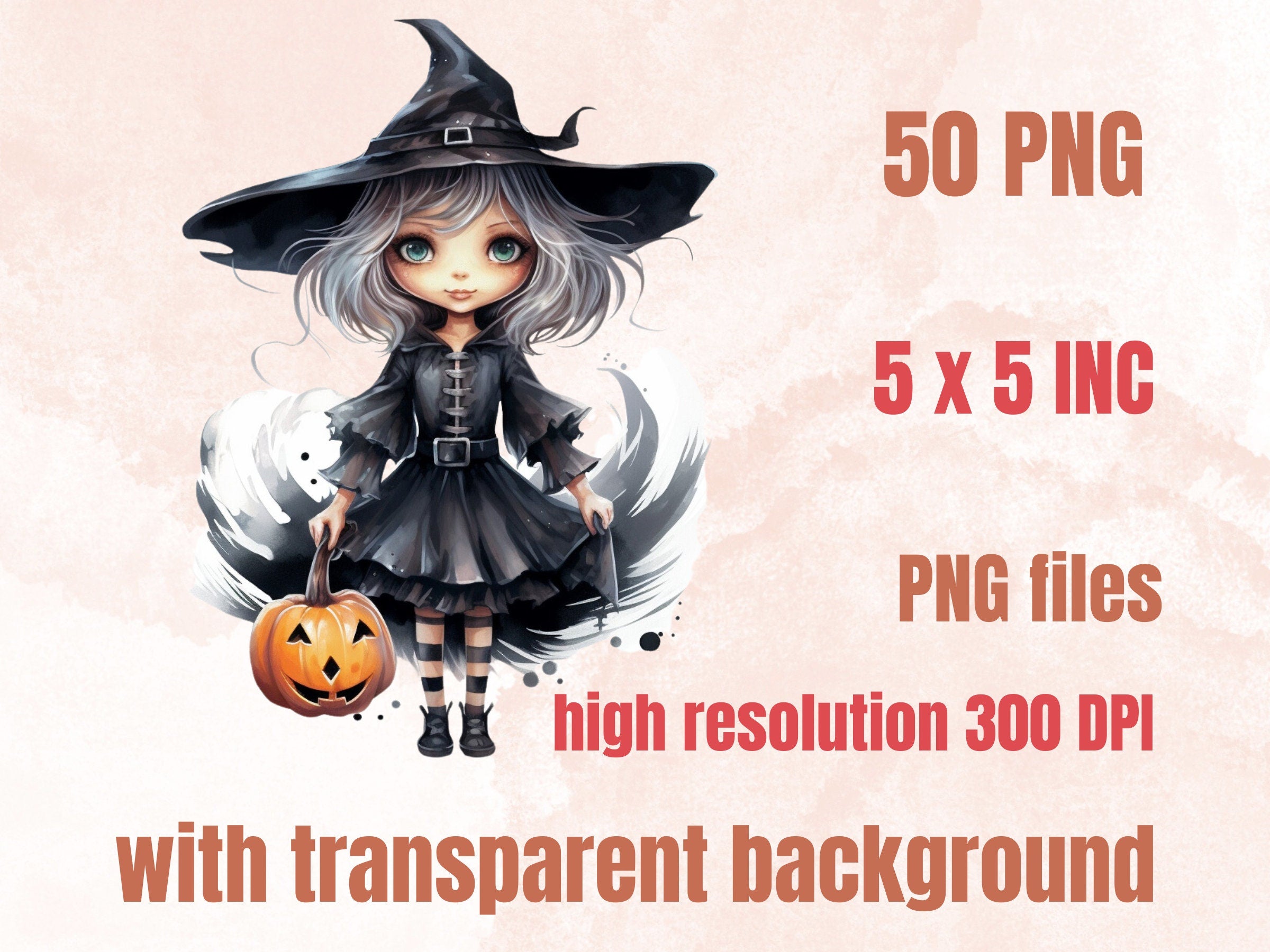 50 PNG Watercolor Cute Halloween Bundle Clipart, Kawaii Halloween Illustrations Clip art, Cute Ghost Zombie png, Spooky Season Sublimation