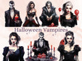 45 PNG Watercolor Halloween Vampires Clipart, Horror Halloween Illustrations Clip art, Spooky Gothic Vampire png, Dark Fantasy Sublimation