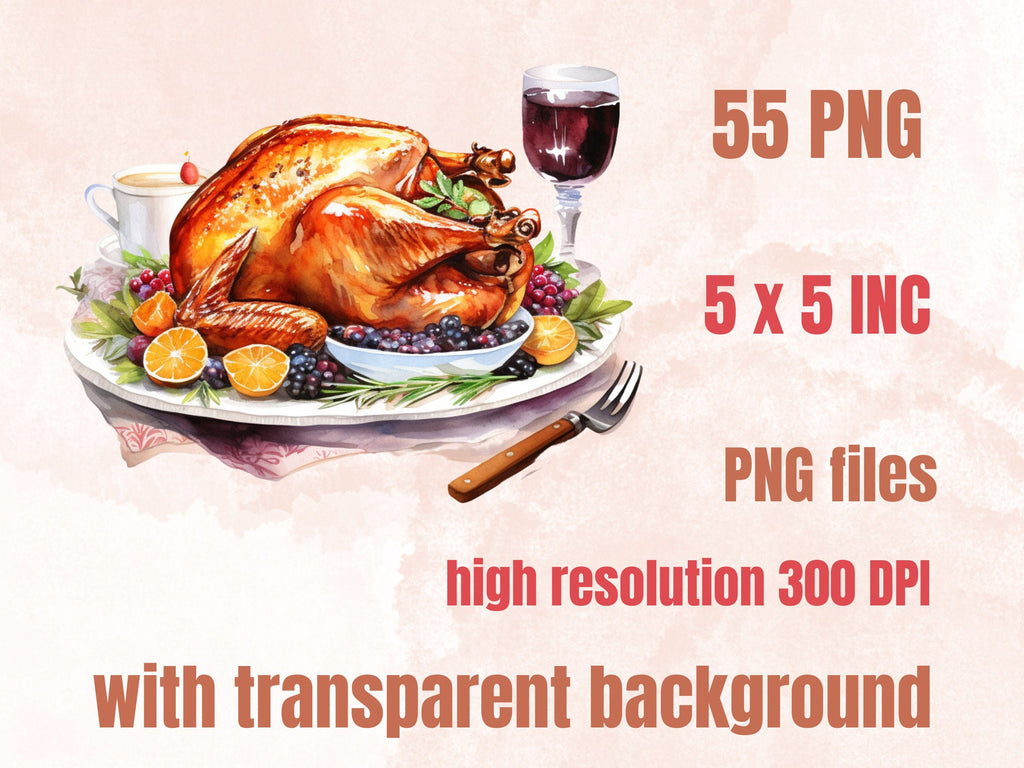 55 PNG Watercolor Thanksgiving Clipart, Thanksgiving Turkey Illustration Clip art, Pumpkin Harvest png, Fall Season Festive Sublimation