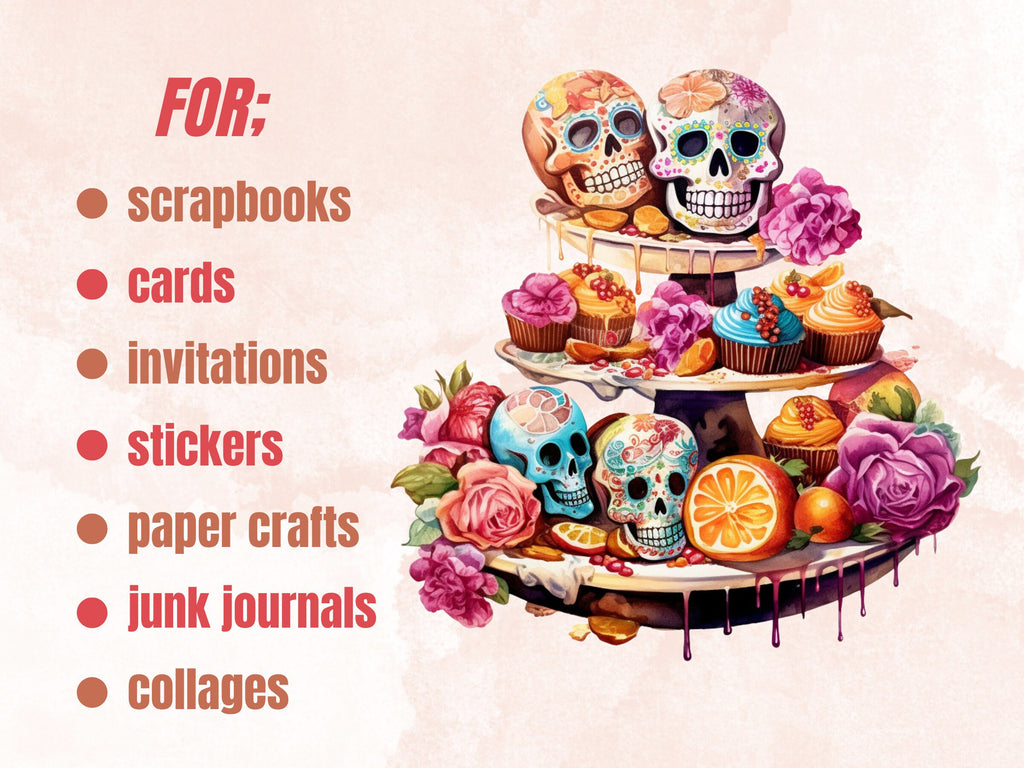 100 PNG Watercolor Día de Los Muertos Clipart, Day of the Dead Illustration Clip art, Mexican Halloween png, Sugar La Catrina Sublimation