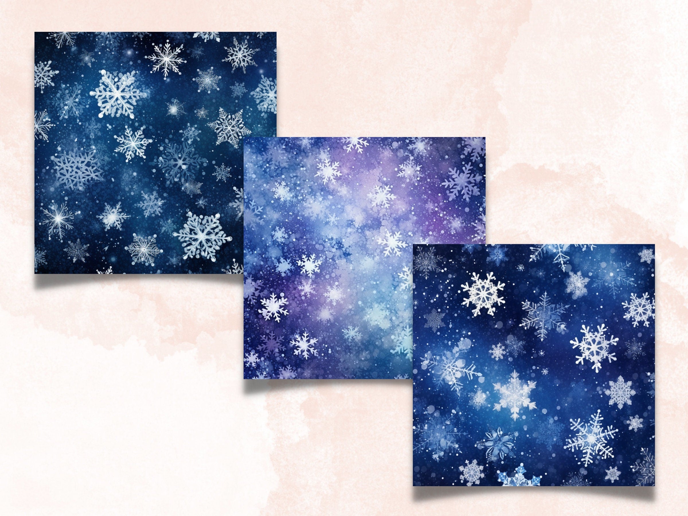 Printable Winter Snowflakes Digital Paper, Freezing Snowfall Ephemera, Snowflakes Pattern Pages, Junk Journal, Scrapbooking, Card Making
