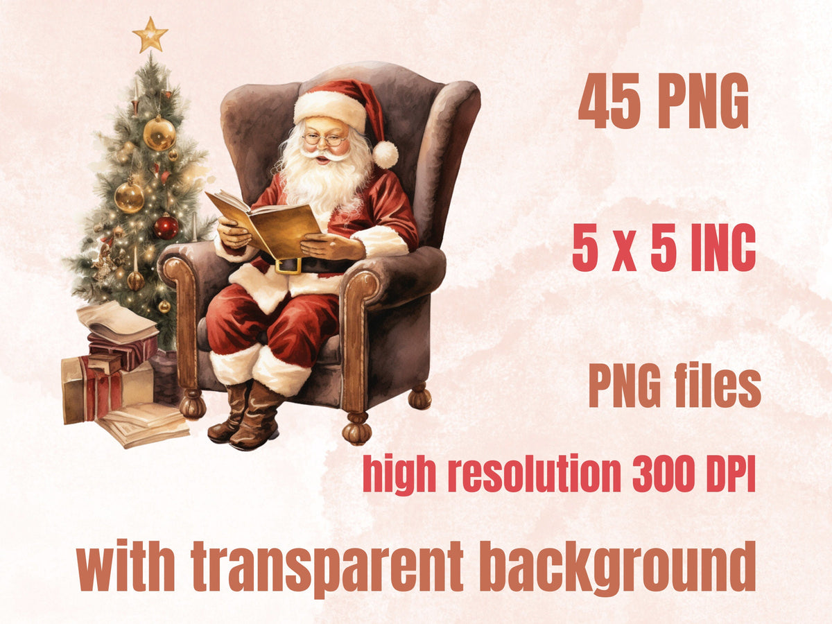 45 PNG Watercolour Cozy Christmas Bundle Clipart, Rustic Boho Christmas Illustrations Clip art, Winter Holiday png, Xmas Noel Ornaments