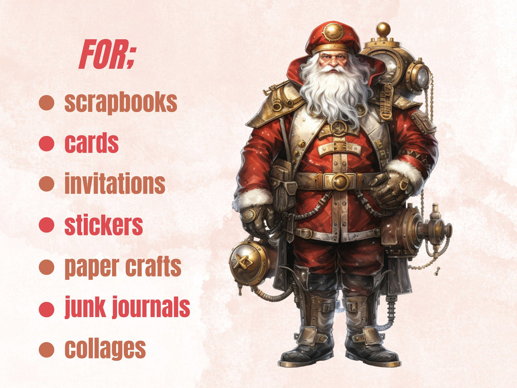 45 PNG Watercolour Steampunk Christmas Bundle Clipart, Clockwork Christmas Illustration Clip art, Winter Holiday png, Xmas Noel Ornaments