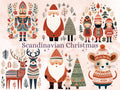 50 PNG Watercolour Scandinavian Christmas Clipart, Christmas Folk Art Illustrations Clip art, Winter Holiday png, Nordic Xmas Noel Ornaments