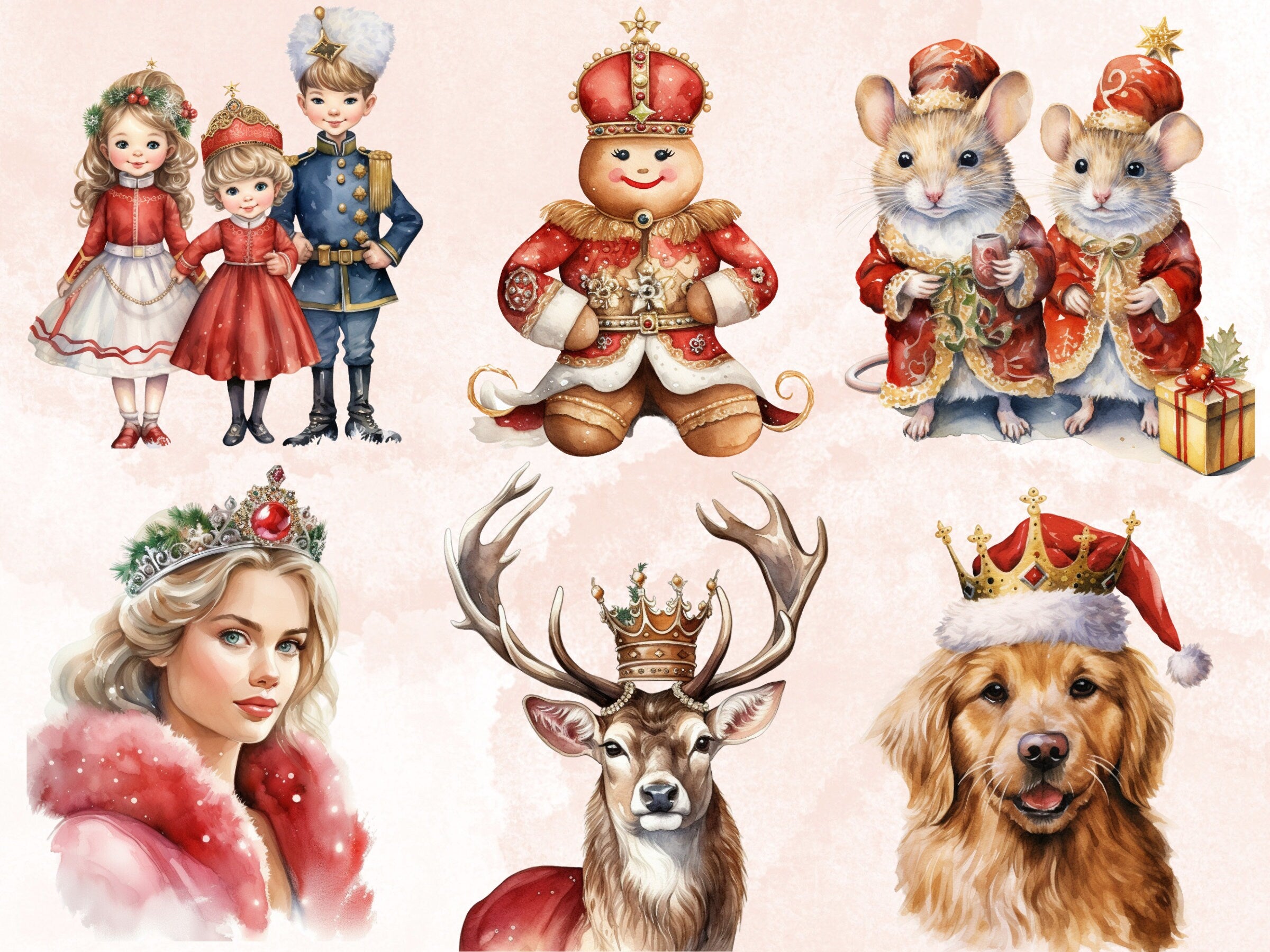 45 PNG Watercolour Royal Christmas Clipart, Luxury Christmas Kingdom Illustrations Clip art, Winter Holiday png, Elegant Xmas Noel Ornaments