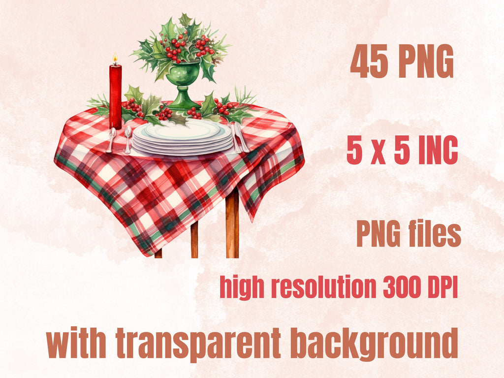 45 PNG Watercolour Red Green Christmas Clipart, Classic Christmas Illustration Clip art, Winter Holiday png, Traditional Xmas Noel Ornaments