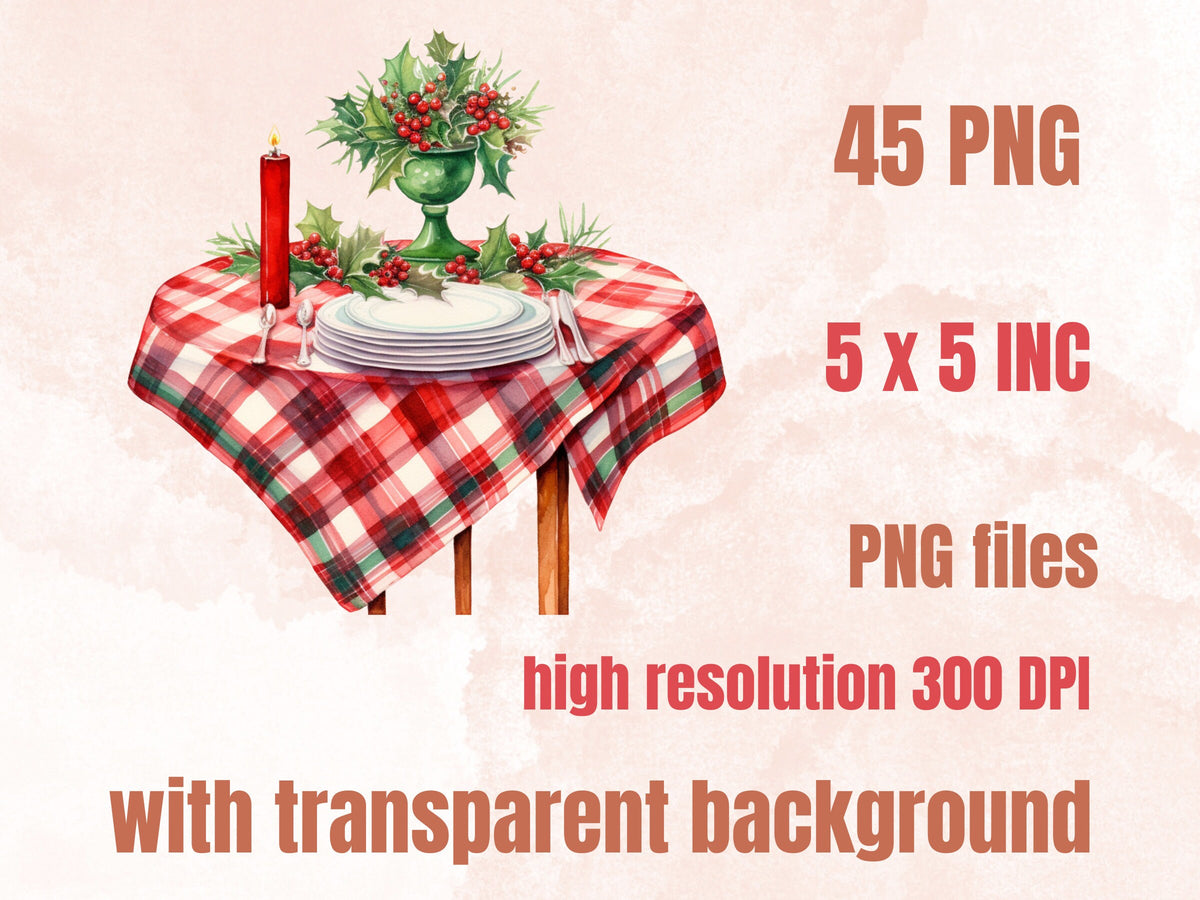 45 PNG Watercolour Red Green Christmas Clipart, Classic Christmas Illustration Clip art, Winter Holiday png, Traditional Xmas Noel Ornaments