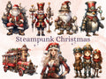45 PNG Watercolour Steampunk Christmas Bundle Clipart, Clockwork Christmas Illustration Clip art, Winter Holiday png, Xmas Noel Ornaments