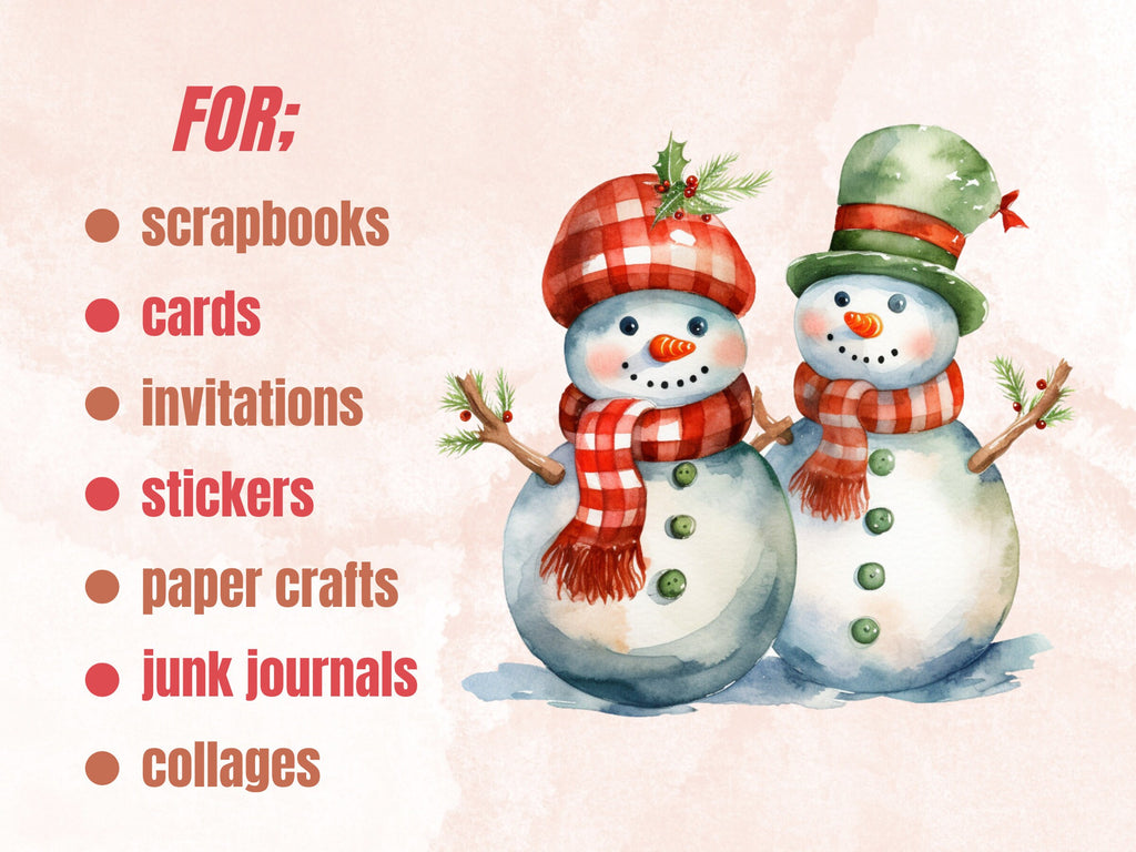 40 PNG Watercolour Cute Christmas Bundle Clipart, Kawaii Christmas Animals Illustrations Clip art, Winter Holiday png, Xmas Noel Ornaments