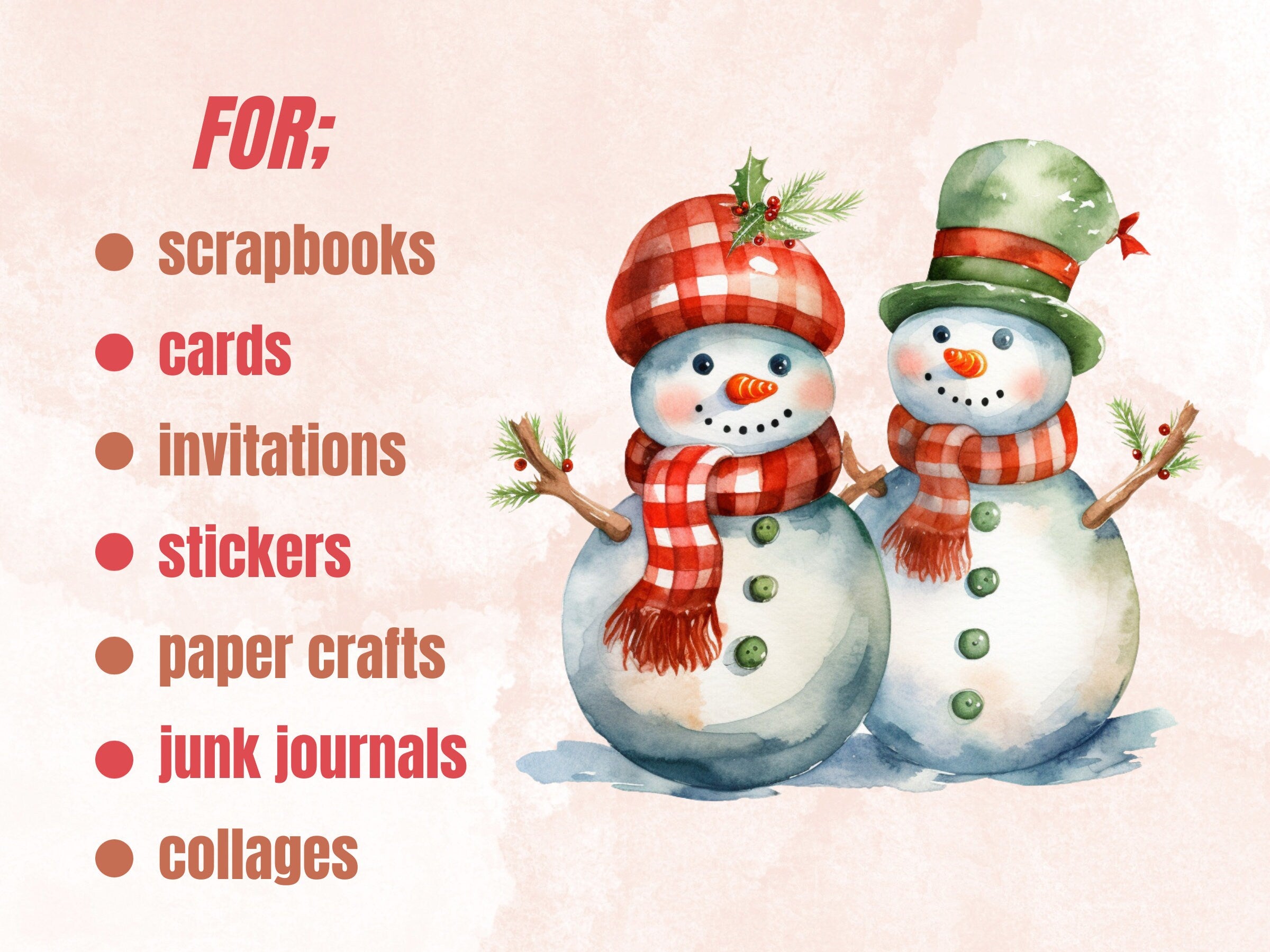 40 PNG Watercolour Cute Christmas Bundle Clipart, Kawaii Christmas Animals Illustrations Clip art, Winter Holiday png, Xmas Noel Ornaments