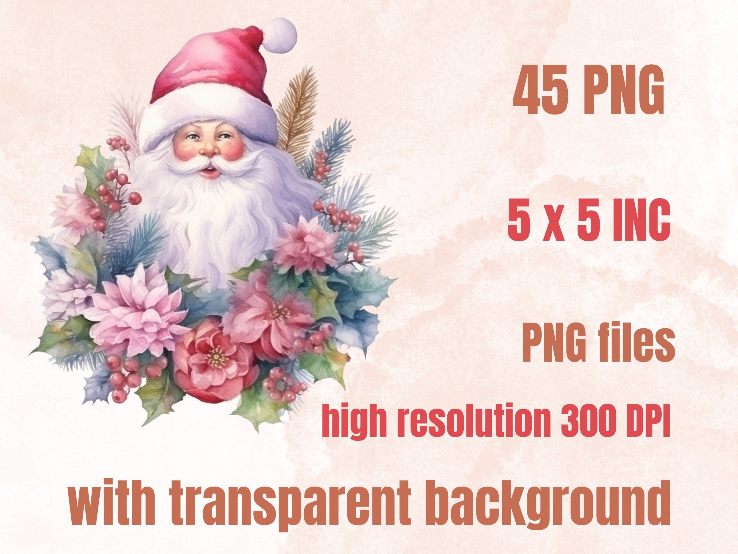 45 PNG Watercolour Pastel Christmas Bundle Clipart, Pink Blue Christmas Illustration Clip art, Pastel Winter Holiday png, Xmas Noel Ornament