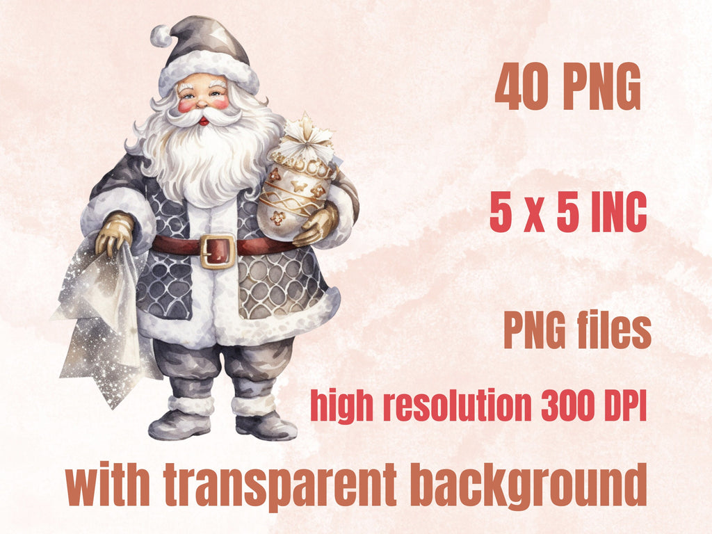 40 PNG Watercolour Silver Christmas Clipart, Gray Luxury Christmas Illustrations Clip art, Silver Winter Holiday png, Xmas Noel Ornaments
