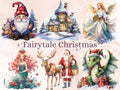 45 PNG Watercolour Fairytale Christmas Clipart, Enchanted Christmas Illustrations Clip art, Winter Holiday png, Fantasy Xmas Noel Ornaments