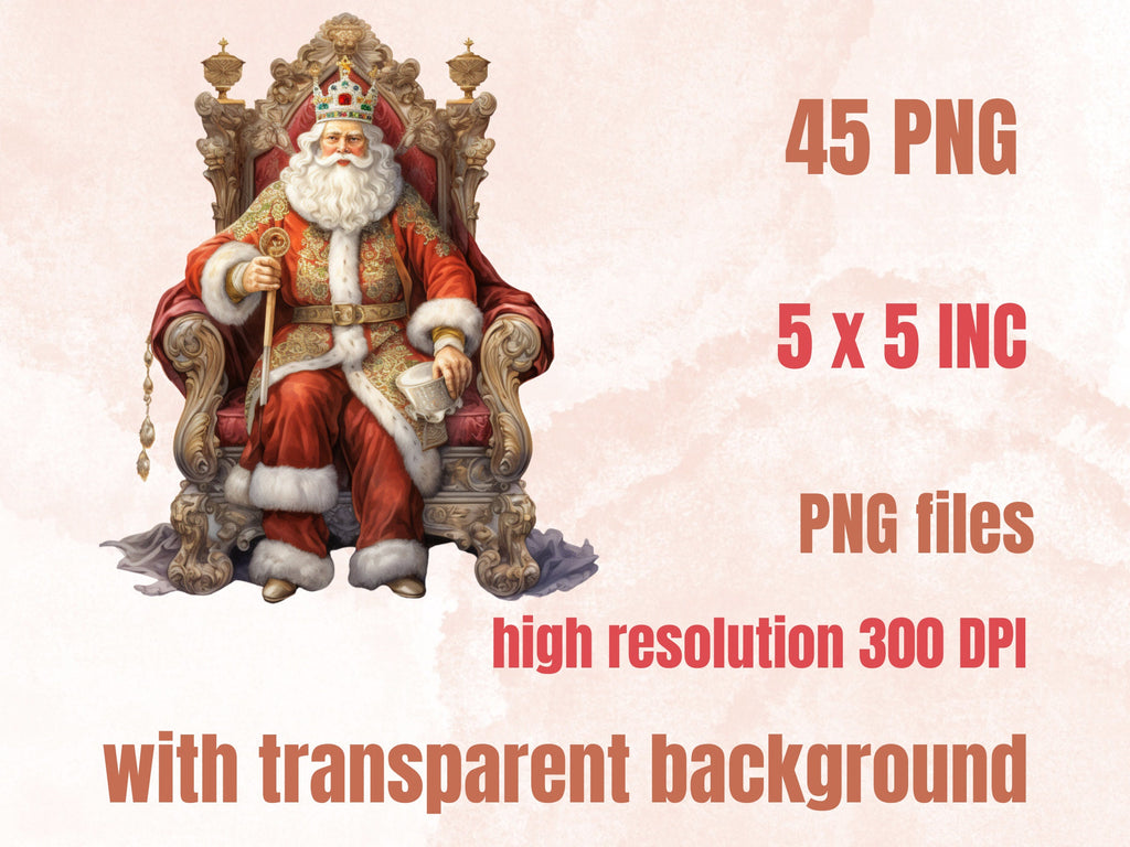 45 PNG Watercolour Royal Christmas Clipart, Luxury Christmas Kingdom Illustrations Clip art, Winter Holiday png, Elegant Xmas Noel Ornaments