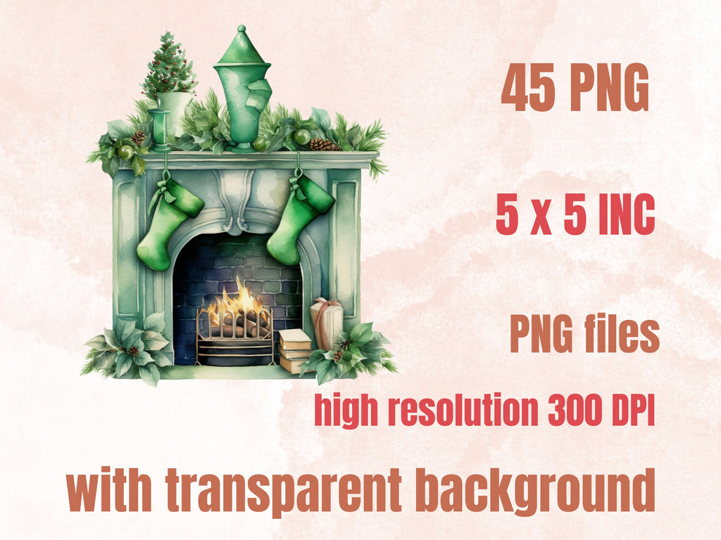 45 PNG Watercolour Green Christmas Clipart, Pastel Christmas Green Illustrations Clip art, Winter Holiday png, Pastel Xmas Noel Ornaments