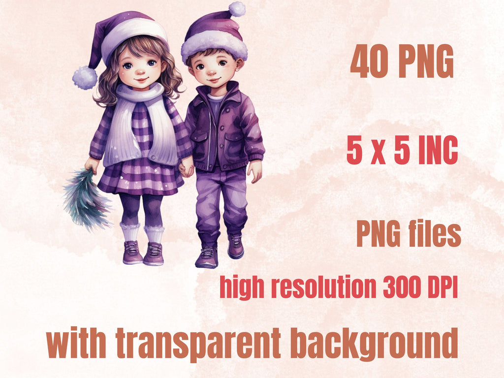 40 PNG Watercolour Purple Christmas Clipart, Pastel Christmas Lilac Illustrations Clip art, Winter Holiday png, Pastel Xmas Noel Ornaments