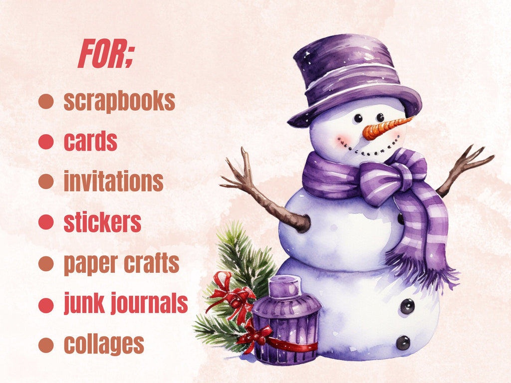 40 PNG Watercolour Purple Christmas Clipart, Pastel Christmas Lilac Illustrations Clip art, Winter Holiday png, Pastel Xmas Noel Ornaments