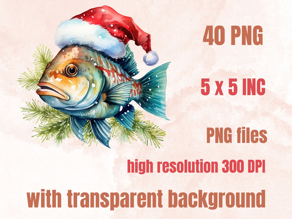 40 PNG Watercolour Christmas Mermaid Clipart, Christmas Underwater Illustrations Clip art, Winter png, Under the Sea Xmas Noel Ornaments