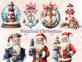 50 PNG Watercolour Nautical Christmas Clipart, Ocean Sea Christmas Illustrations Clip art, Winter png, Marine Sailing Xmas Noel Ornaments