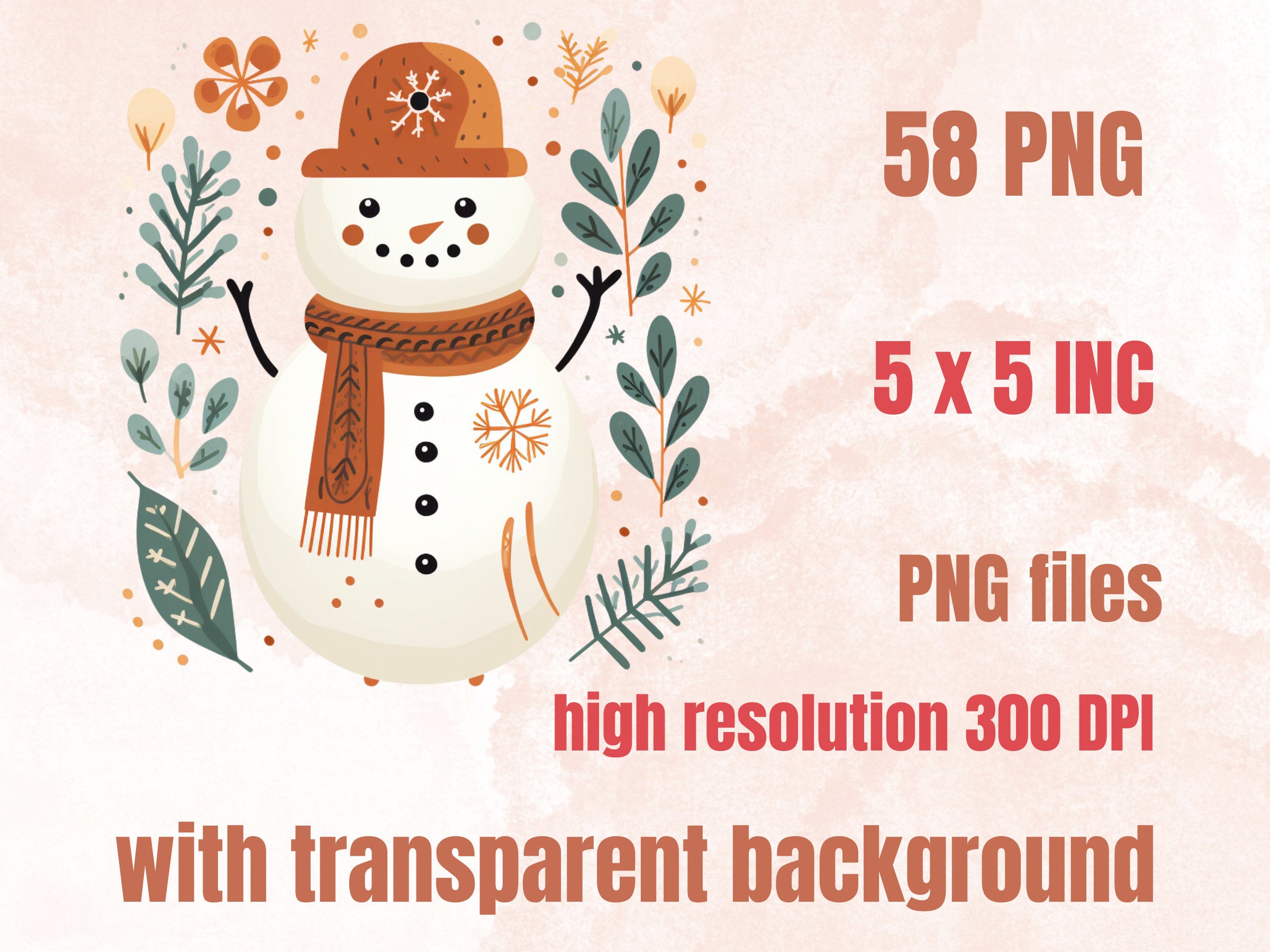 58 PNG Watercolour Scandinavian Winter Clipart, Snowy Winter Folk Art Illustrations Clip art, Winter Holiday png, Nordic Christmas Ornaments