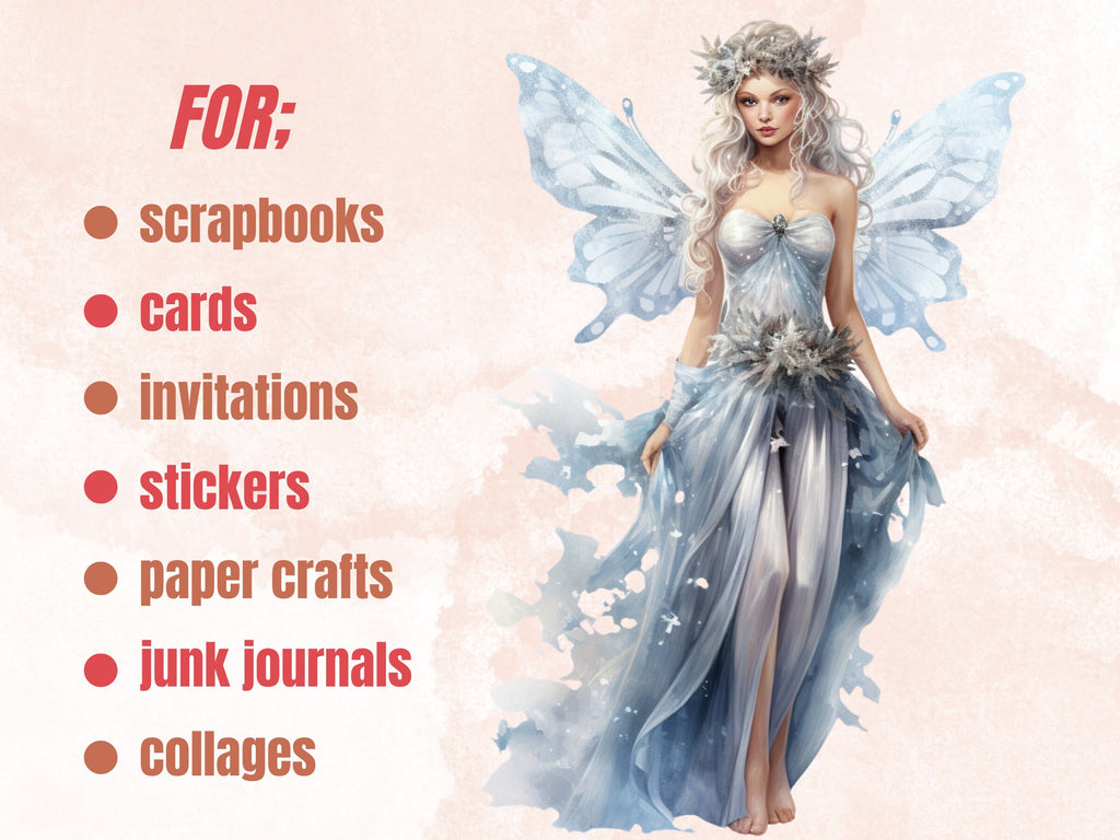 40 PNG Watercolor Winter Fairy Clipart, Cozy Winter Forest Illustrations Clip art, Fantasy Winter Woman Png, Winter Woodland Sublimation