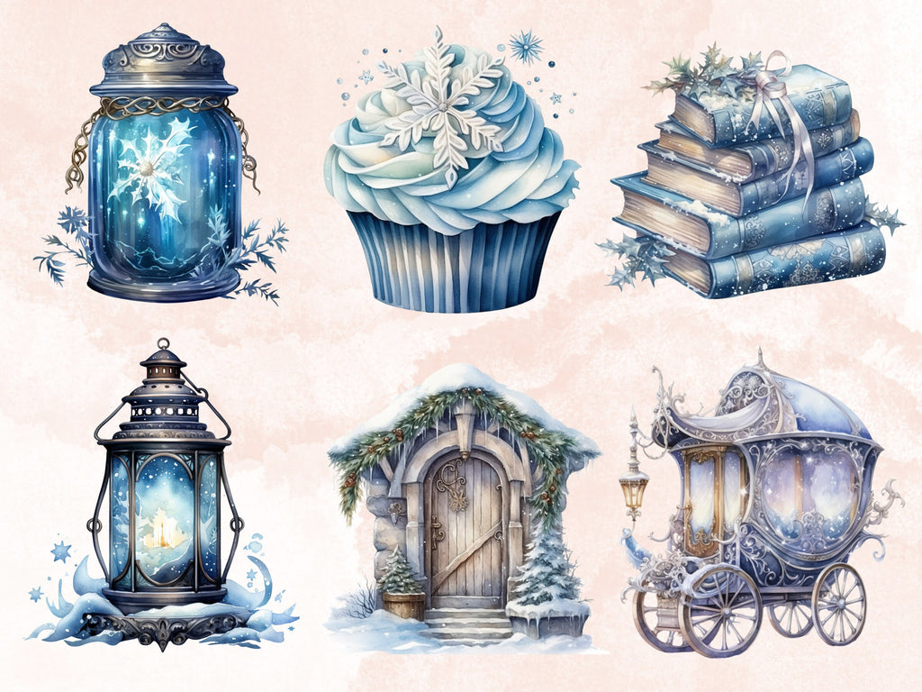 40 PNG Watercolor Winter Fairy Clipart, Cozy Winter Forest Illustrations Clip art, Fantasy Winter Woman Png, Winter Woodland Sublimation
