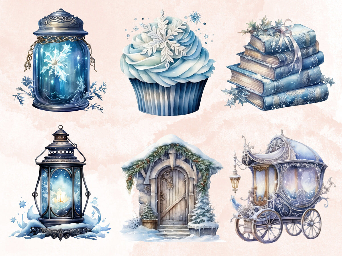 40 PNG Watercolor Winter Fairy Clipart, Cozy Winter Forest Illustrations Clip art, Fantasy Winter Woman Png, Winter Woodland Sublimation