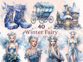 40 PNG Watercolor Winter Fairy Clipart, Cozy Winter Forest Illustrations Clip art, Fantasy Winter Woman Png, Winter Woodland Sublimation